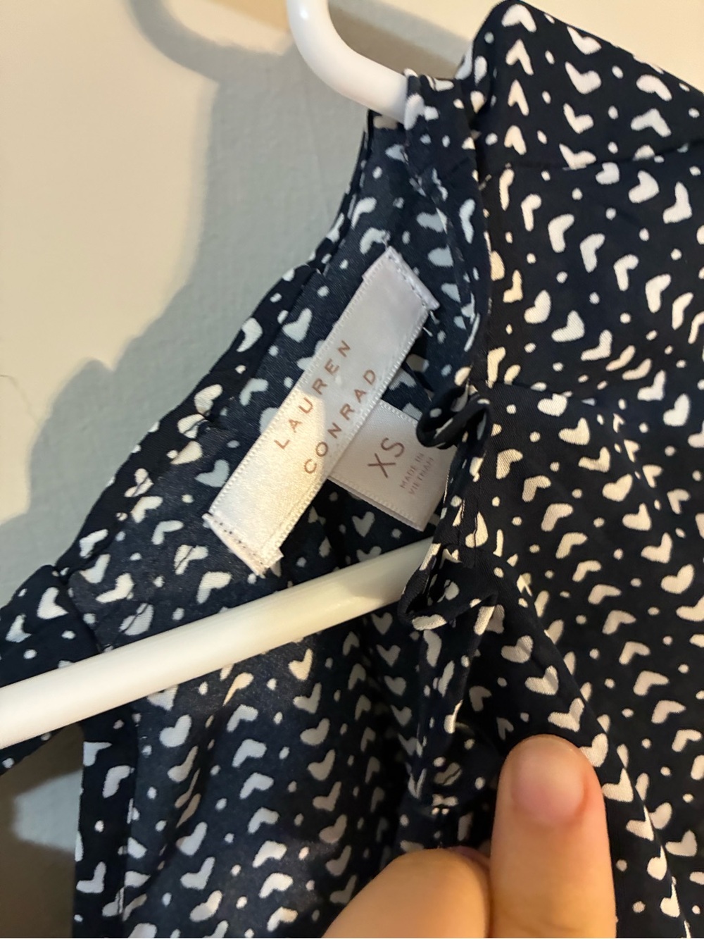 LC Lauren Conrad Navy Dress with White Heart Motif